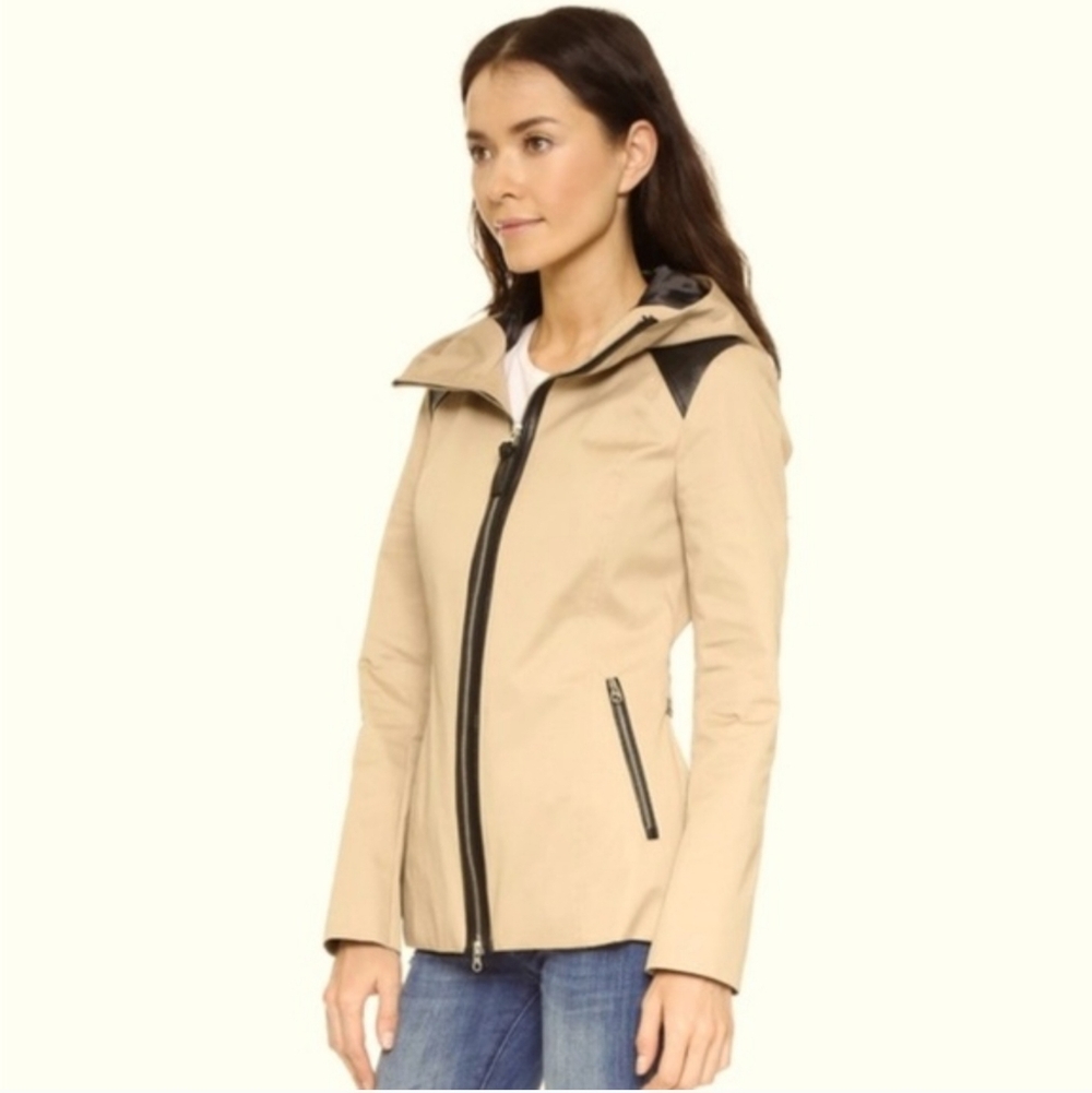 Mackage Kelsie Beige light weight lined  jacket With Black Leather - Size Small